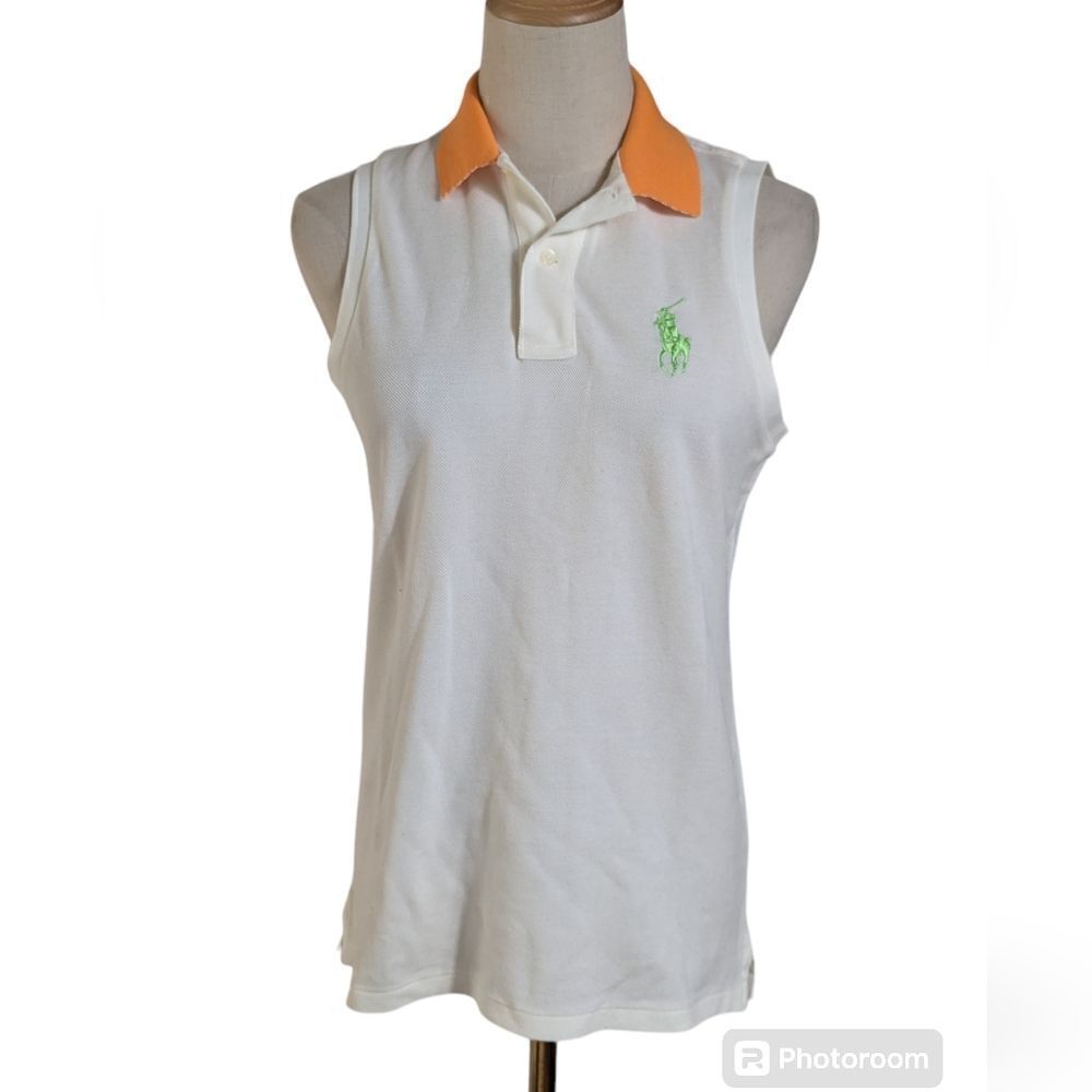 Ralph Lauren White and Orange Sleeveless Top